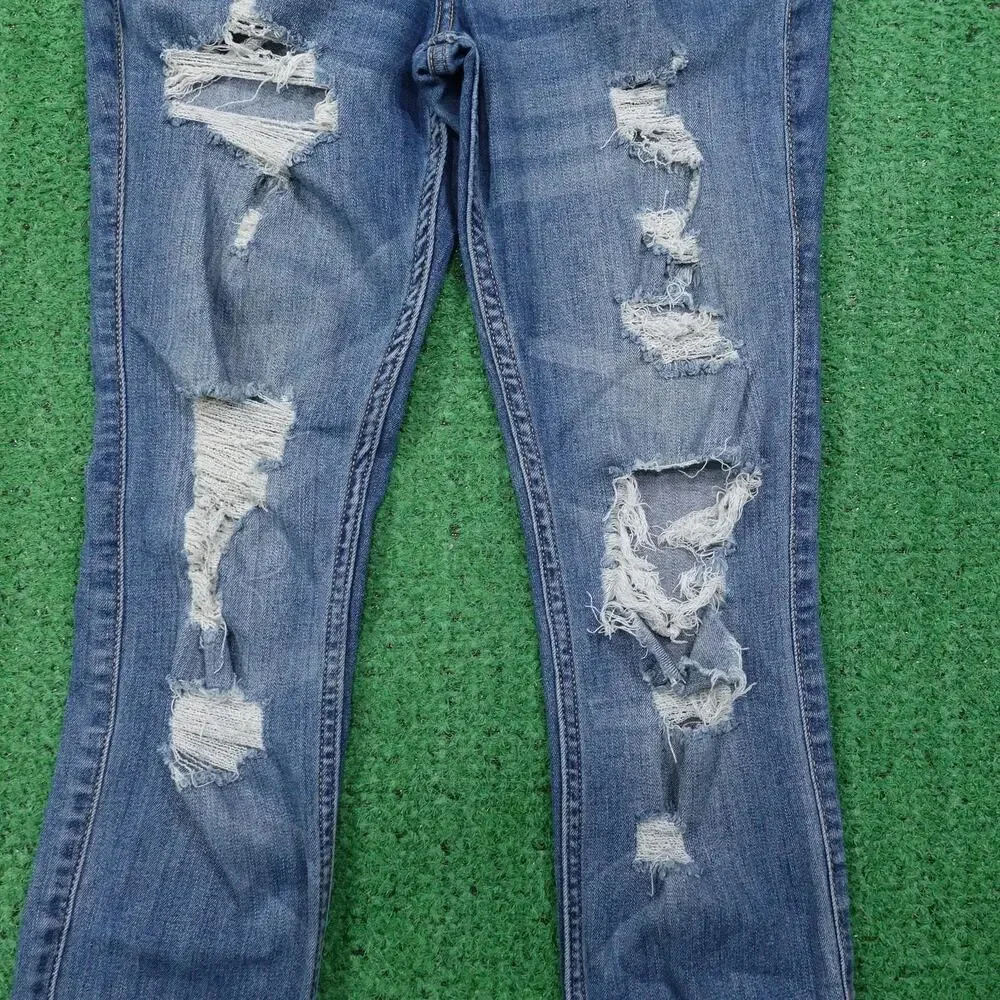 Hollister Jeans‎ Womens 7R Blue High Rise Super Skinny Distressed Stretch 28x30